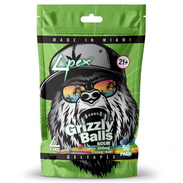 DeltaPex D8 + THC-P Sour Grizzly Balls 500mg 50ct